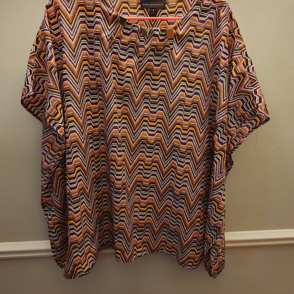 Chevron Poncho Style Sleeveless Blouse